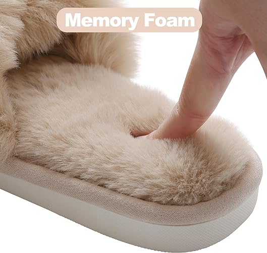 Women's Fuzzy Slippers, House Slippers, Open Toe Slippers Women's Fuzzy Slippers, House Slippers, Open Toe Slippers